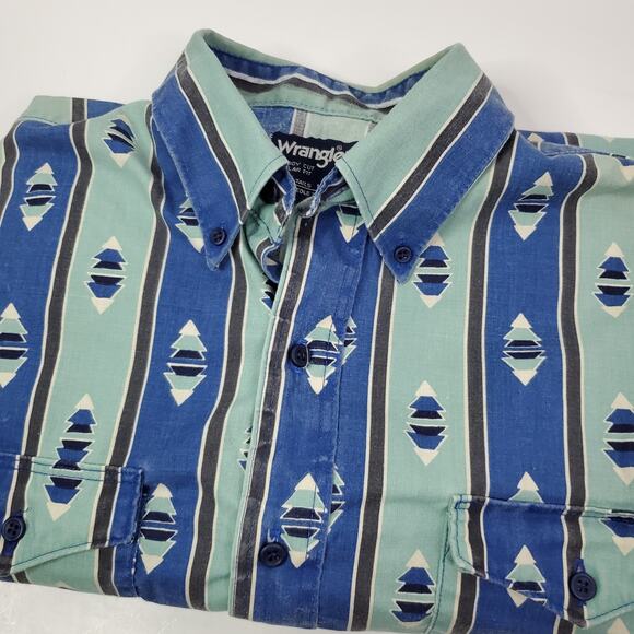 Vintage 90s WRANGLER Men’s 16¹/²-35 Western Brushpopper Shirt X-Long Tail - Picture 8 of 8